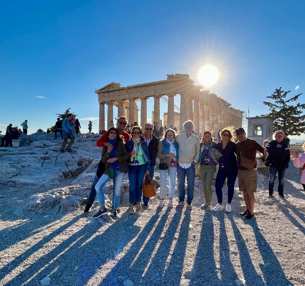 with a spanish group by the Parthenon temple Acropolis